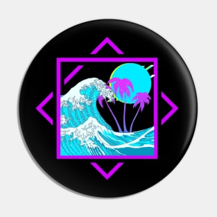 Vaporwave Aesthetic Great Wave Off Kanagawa Paradise Sunset Otaku Gift Pin