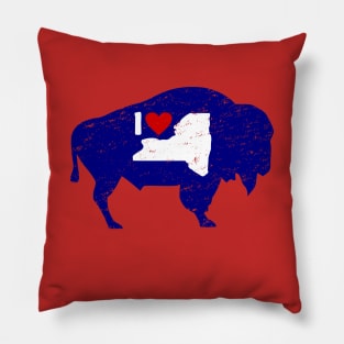 Distressed I Love Buffalo NY Pillow