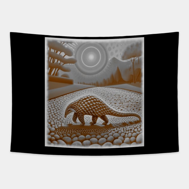 AI generated Pangolin walking on gravel Tapestry by Catbrat