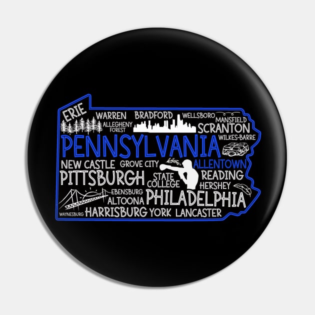 Allentown Pennsylvania cute map, Erie, Reading, Bethlehem, Scranton, Lancaster, Levittown, Harrisburg, Pin by BoogieCreates