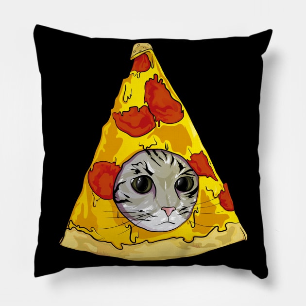 meme pizza head cat Pillow by PaperHead