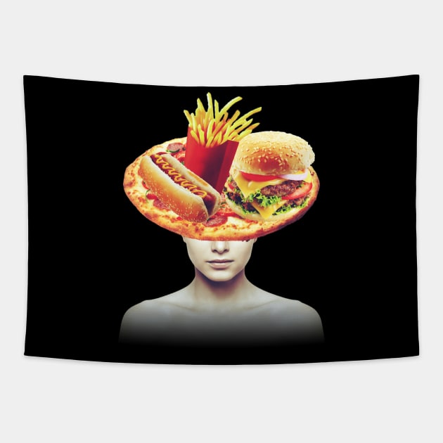 JUNK food head portrait Tapestry by reesea