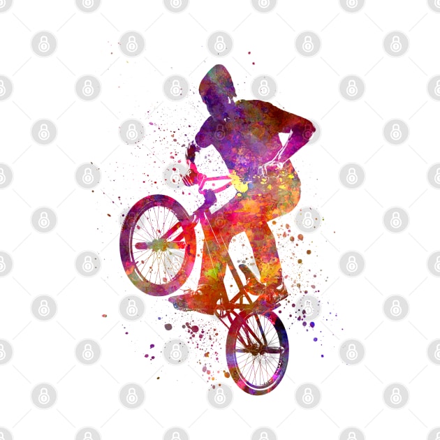 Man bmx acrobatic figure in watercolor by PaulrommerArt