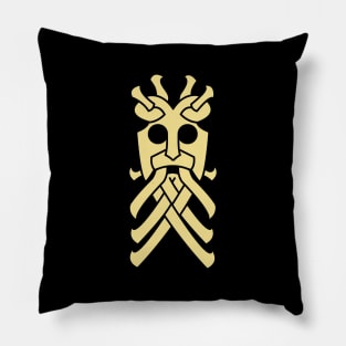 Viking rune mask gold Pillow