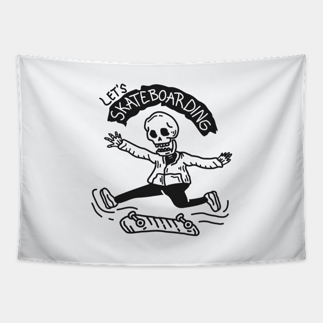 skateboard skeleton I Tapestry by Shankara