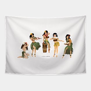 Hula Girls Chilling Dancing the Hula wht Tapestry