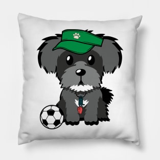 Schnauzer Playing Soccer Pillow