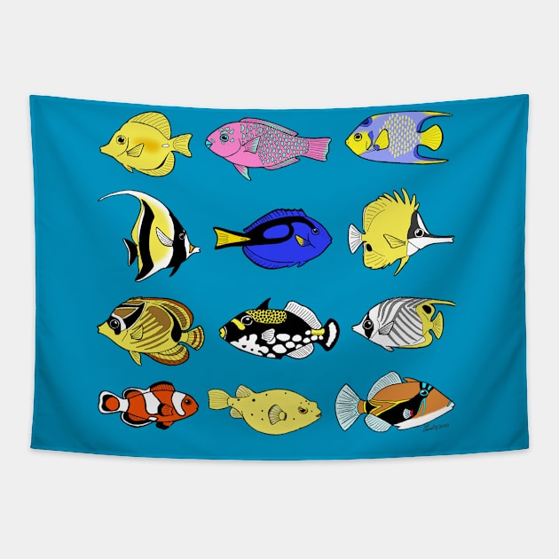 Coral Reef Fish Tapestry by HonuHoney