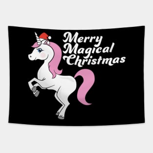 Merry Magical Christmas Unicorn Tapestry