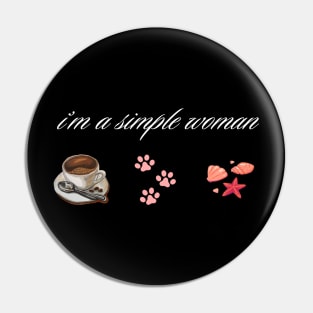 I'm A Simple Woman Summer Coffee Paw Dog&cat Pin