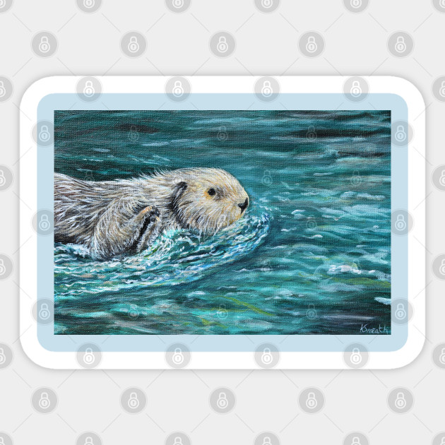 Ooh Goody Lunch Time Sea Otter Painting Sea Otter Sticker