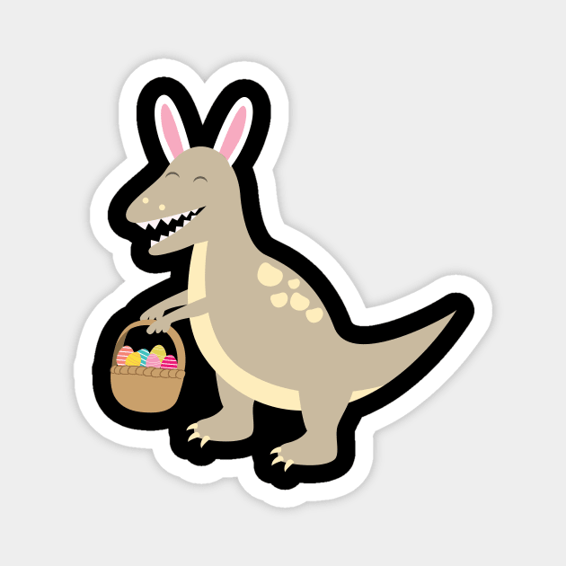 Velociraptor With Bunny Ears Basket Of Easter Egg Magnet by BUBLTEES