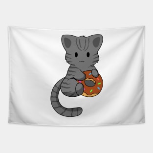 Grey Tabby Cat with donut Tapestry