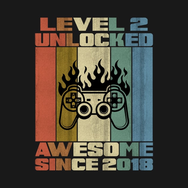 Level 2 Unlocked Birthday 2 Years Old Awesome Since 2018 by 5StarDesigns