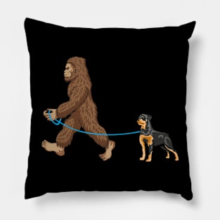 Bigfoot Dog Walk Rottweiler - Sasquatch Dog Lovers Pillow