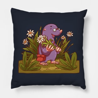 Mole Carrying Flower Pillow
