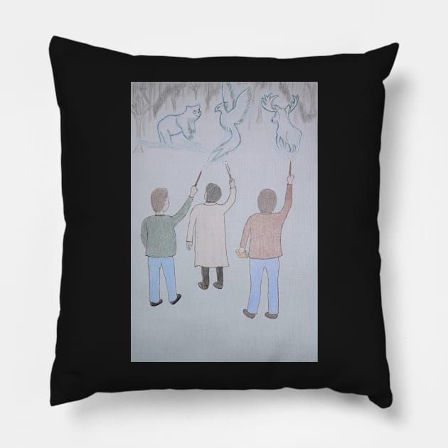 Team Free Will Patronuses Pillow by kinetic-passion