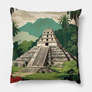 Palenque Chiapas Mexico Vintage Poster Tourism Pillow