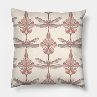 Ivory Dragonflies and Flowers Pillow