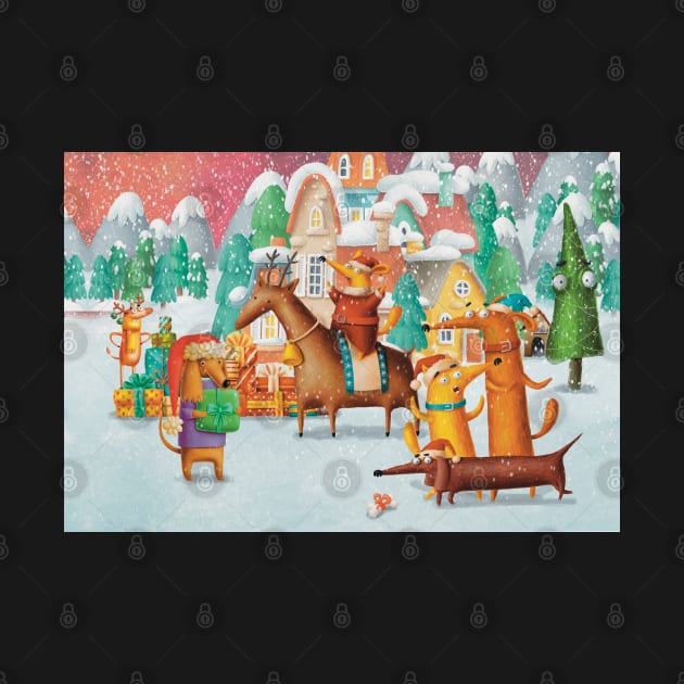 Cute Christmas Jigsaw puzzle from the Winter dog village by marina63