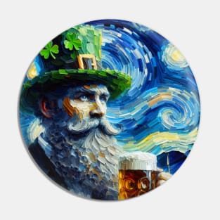 Irish Man at Starry Night Pin