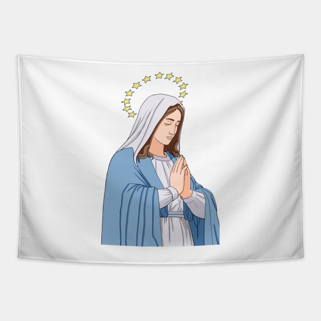 Virgin Mary Pray Tapestry by gin3art