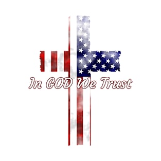 In God We Trust American Flag Cross Christian Design T-Shirt