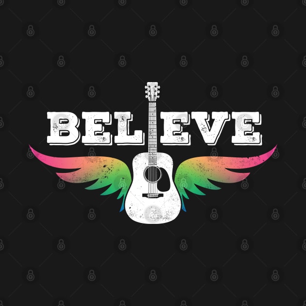 Believe Colorful Guitar Wings Dreadnought Style Acoustic Guitar by nightsworthy