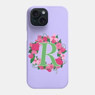 Monogram R, Personalized Floral Initial Phone Case