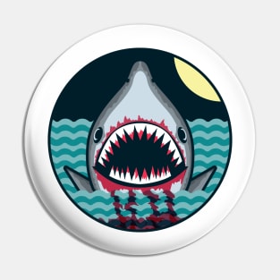 Dark night at the sea - wild shark appear Pin