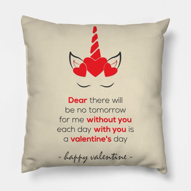 Cute Unicorn valentines day gift Pillow by QSHArt