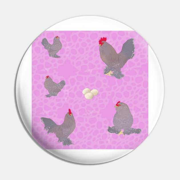 Porcelain Belgian D'Uccle Pattern Pink Pin by TrapperWeasel