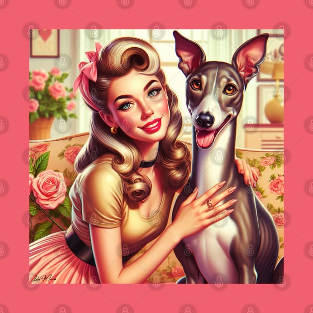 Greyhound Dog and Beautiful Woman Vintage Retro by Greyhounds Are Greyt