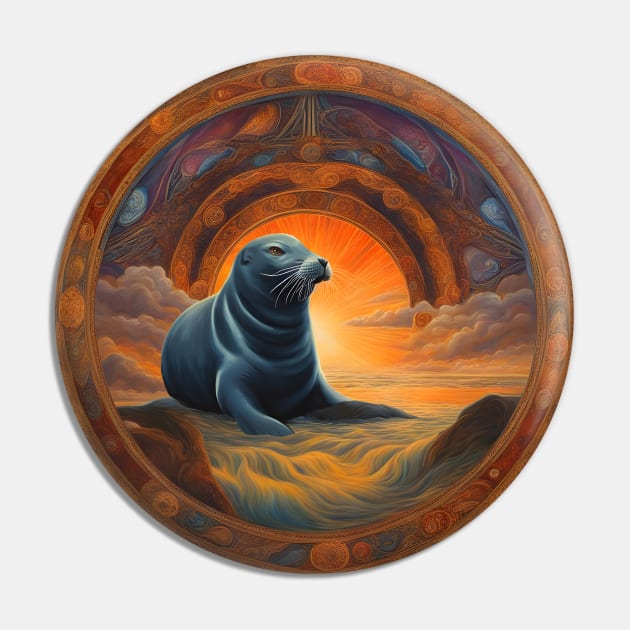 Dreaming Seal Sunset Pin by 2HivelysArt