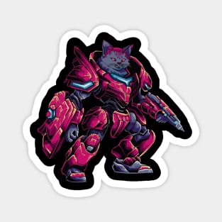 Cybernetic Cat Battlers: Futuristic Robot Felines Magnet