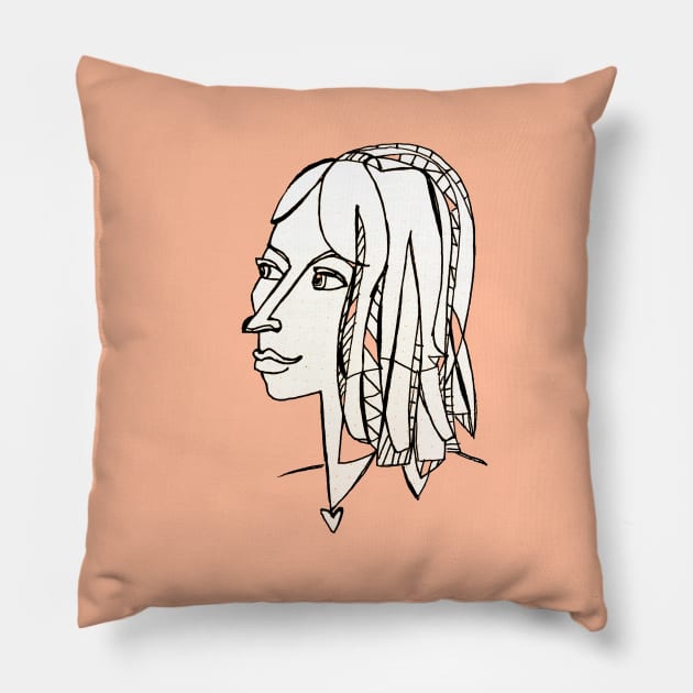 Strong Woman Hand Drawn Pillow by badlydrawnbabe