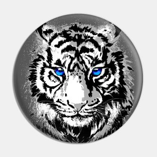 White Tiger Head - Realistic Tiger Eyes Pin