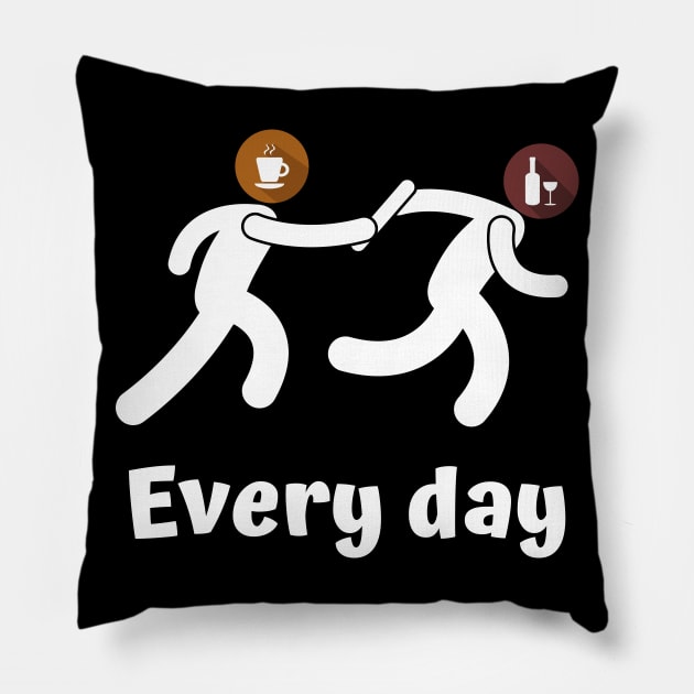 Getting through the day drinking Coffee and Wine Pillow by Time4German