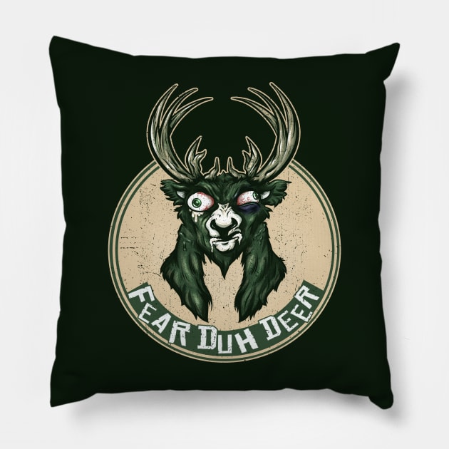 Fear Duh Deer 2 Pillow by poopsmoothie