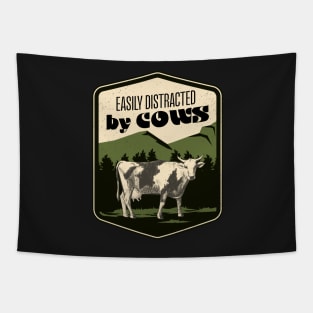 Easily distracted by Cows, Farming cute calf funny farmers design milking cows Tapestry