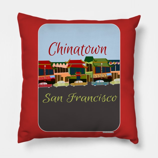 Chinatown in San Francisco Pillow by Tshirtfort