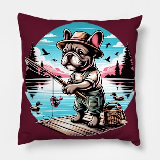 Frenchie Fishin Pillow