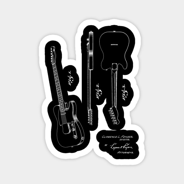 Guitar Vintage Patent Hand Drawing Magnet by TheYoungDesigns