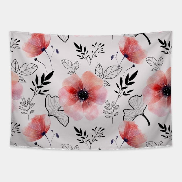 Pastel Wild Flower Pattern Tapestry by jodotodesign