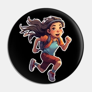 Runner brunette girl Pin