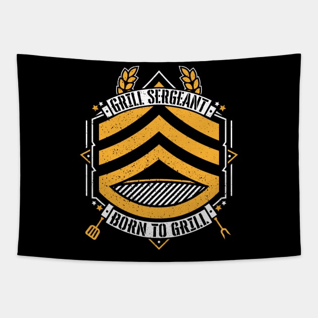 Grill Sergeant - Born to Grill BBQ Tapestry by RetroReview