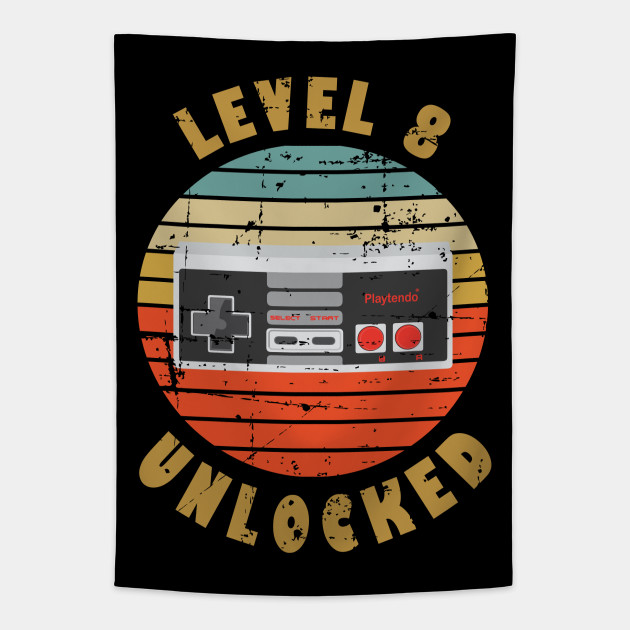 Level 8 Unlocked 8th Wedding Anniversary Gift For Him Her 8th Wedding Anniversary Tapestry Teepublic