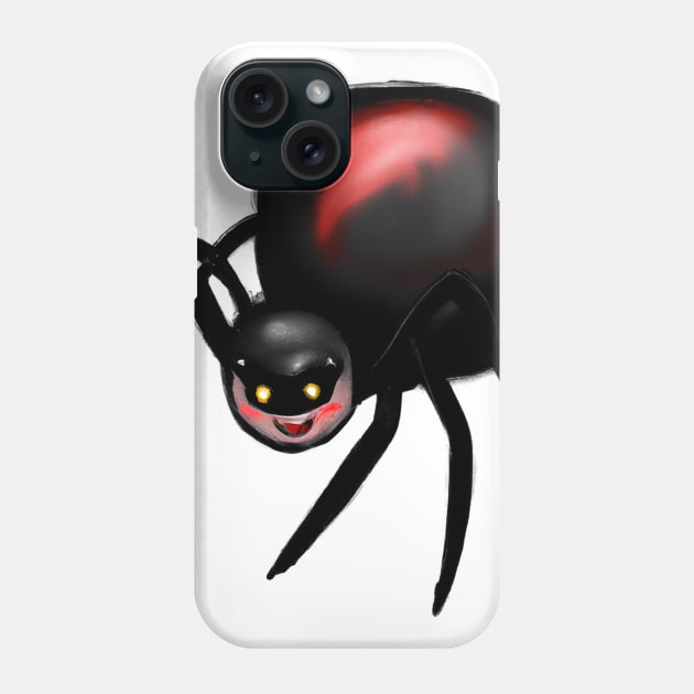 Cute Black Widow Spider Drawing Phone Case by Play Zoo