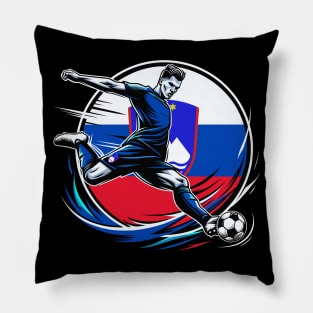 Dynamic Slovenia Soccer Star in Action - Vector Design Pillow