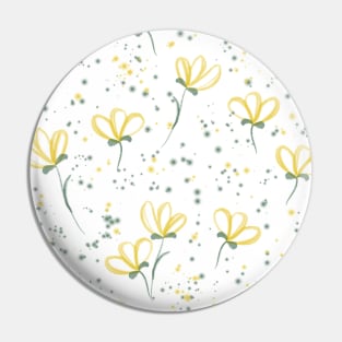 Watercolor Yellow Floral Pattern Pin